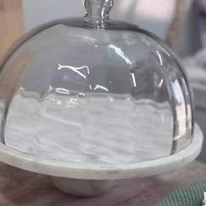 פעמון לעוגה זכוכית תחתית שיש